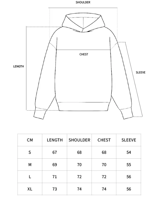 Size chart for if you were mine HOODIE [black]